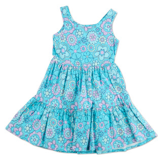 Thumbnail 2: Diva Girl Girls Retro Floral Print Tiered Dress 