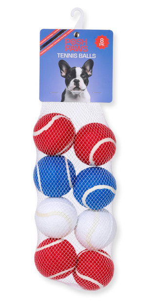 Thumbnail 1: Posh Paws 8 Pk Americana Tennis Balls for Dogs 