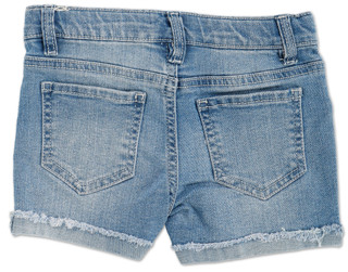 Thumbnail 2: Squeeze Little Girls Roll Cuff Embroidered Denim Shorts 