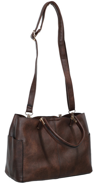 Thumbnail 2: DS Fashion Faux Leather Triple Compartment Satchel 