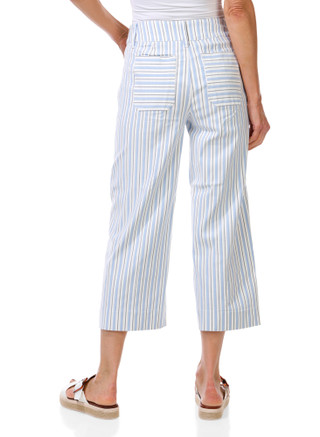 Thumbnail 2: Zac & Rachel Women's Petite Striped Wide Leg Capris 