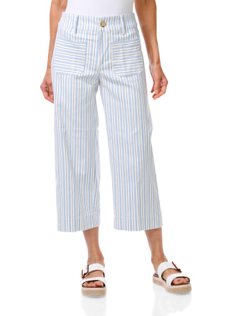 Thumbnail 1: Zac & Rachel Women's Petite Striped Wide Leg Capris 