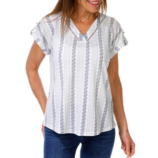 Thumbnail 1: Fifty Street Women's Lattice Trim V-Neckline Top 