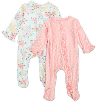 Thumbnail 1: Little Me Baby Girls 2 Pk Long Sleeve Ruffled Sleepers 