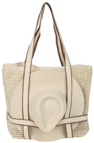 Thumbnail 1: Catherine Malandrino 2 Pc Straw Tote & Hat Set 