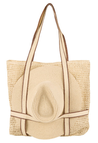 Thumbnail 2: Catherine Malandrino 2 Pc Straw Tote & Hat Set 
