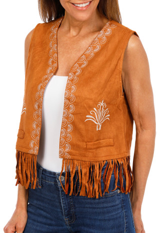 Thumbnail 1: LIV LOS ANGELES Women's Embroidered Fringe Vest  