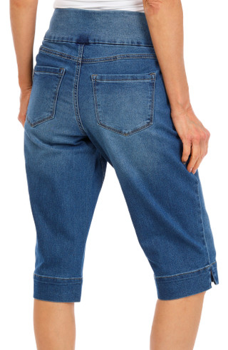 Thumbnail 2: Sound Style Women's Comfort Stretch Wide Waist Pixie Slit Capris 