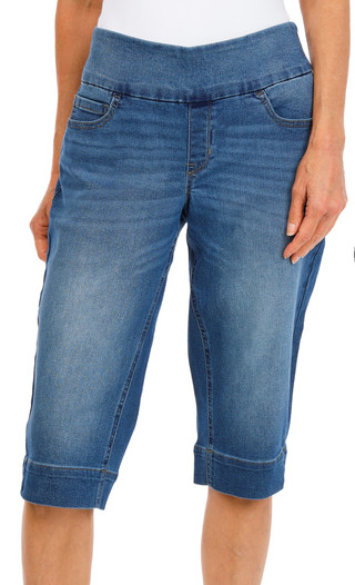 Thumbnail 1: Sound Style Women's Comfort Stretch Wide Waist Pixie Slit Capris 