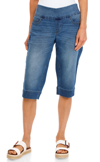 Thumbnail 3: Sound Style Women's Comfort Stretch Wide Waist Pixie Slit Capris 
