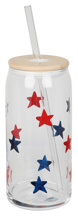 Thumbnail 1: Home Essentials Americana Star Print Glass Cup  