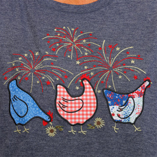 Thumbnail 3: TruSelf Women's Americana Chicken Graphic Top 