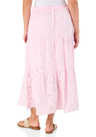 Thumbnail 2: No Comment Juniors Eyelet Tiered Maxi Skirt 