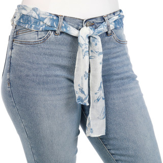Thumbnail 3: Kensie Women's 25 in Scarf Belt Kelsey Skinny Crop Capris  