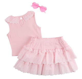 Thumbnail 3: BADGLEY MISCHKA Big Girls 2 Pc Ribbed Top and Ruffle Skirt 