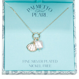 Thumbnail 2: Palmetto & Pearl Seashell Pendant Necklace  