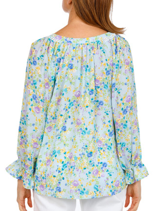 Thumbnail 3: Floral & Ivy Women's 3/4 Sleeve Split Neck Floral Top 