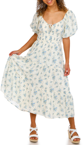 Thumbnail 4: Trixxi Juniors Short Sleeve Floral Print Maxi Dress 
