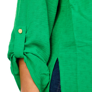 Thumbnail 2: Floral & Ivy Women's 3/4 Sleeve Jacquard V-Neck Airflow Top 