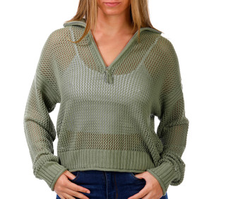 Thumbnail 1: No Comment Juniors Long Sleeve 1/4 Zip Knit Sweater 