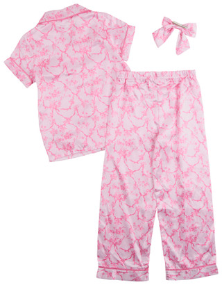 Thumbnail 2: B TWEEN Girl's 2 Pc Short Sleeve Satin Print Pajamas 