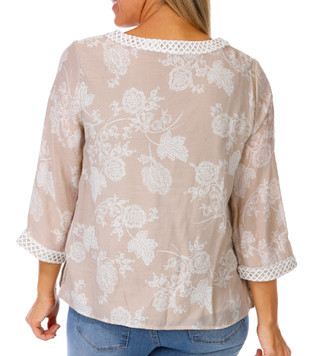 Thumbnail 2: HARPER 241 Petite 3/4 Sleeve V Neck Floral Top 