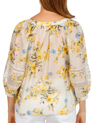 Thumbnail 2: FIGUEROA & FLOWER Women's 3/4 Sleeve Floral Button Down Top 