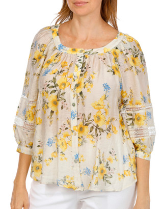 Thumbnail 1: FIGUEROA & FLOWER Women's 3/4 Sleeve Floral Button Down Top 