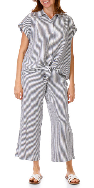 Thumbnail 1: Status by Chenault Women's 2 Pc Button Down Seesucker Set 