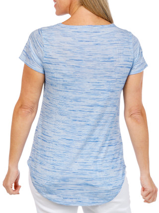 Thumbnail 3: ONE WORLD Petite Short Sleeve Faded Americana Flag Tee 