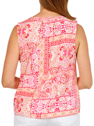 Thumbnail 3: Floral & Ivy Women's Sleeveless Paisley Button Top 