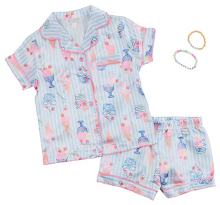 Thumbnail 1: B TWEEN Girls 2 Pc Short Sleeve Satin Print Pajamas 