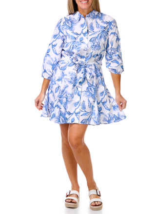 Thumbnail 1: MSK Women's 3/4 Sleeve Button Up Print Dress 