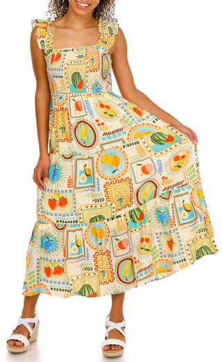 Thumbnail 4: Blu Pepper Juniors Sleeveless Fruit Print Midi Dress 
