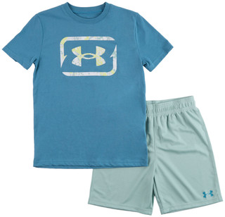 Thumbnail 1: Under Armour 2-Piece Graphic Top & Mesh Shorts Set 