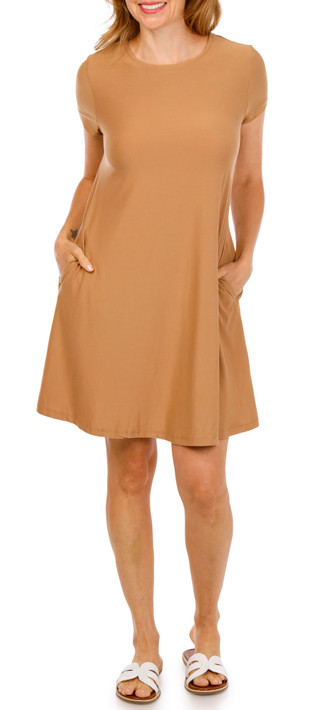 Thumbnail 3: Harlow  & Rose Women's Short Sleeve Solid Swing Dress 