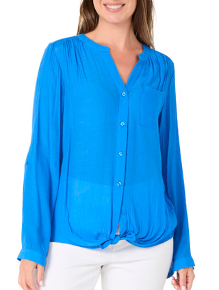Thumbnail 1: Zac & Rachel Women's Tie Hem Button Front Top 