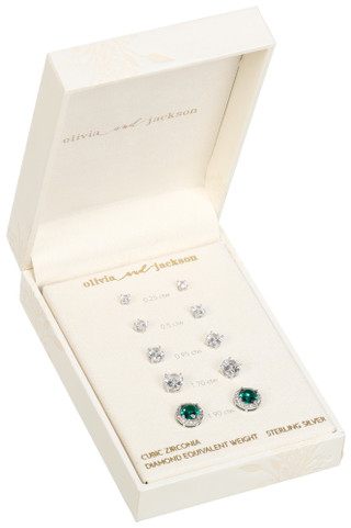 Thumbnail 1: OLIVIA & JACKSON Womens 5-Piece Sterling Silver Stud Set 