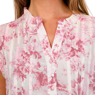 Thumbnail 2: Cocomo Women's Short Sleeve Pleated Floral Button Top 