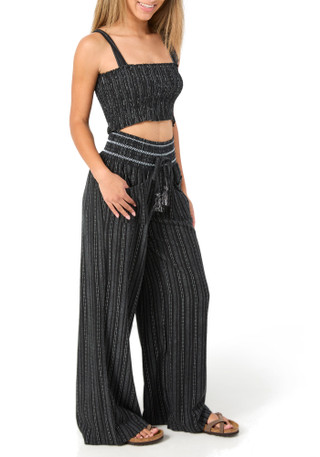 Thumbnail 3: Rewash Juniors 2 Pc Smocked Crop Top & Pants Set 