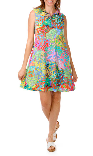 Thumbnail 1: MSK Women's Floral Print Zip Neck Midi Dress 