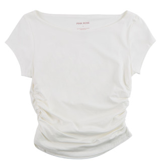 Thumbnail 1: Pink Rose Juniors Short Sleeve Side Ruched Tee 