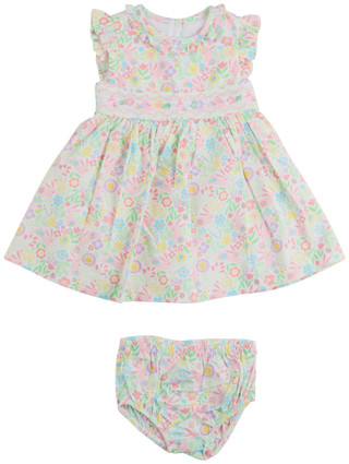 Thumbnail 1: Bonnie Baby Baby Girls 2 Pc Floral Dress & Bloomer Set 
