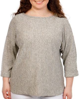 Thumbnail 1: MAX STUDIO Plus 3/4 Sleeve Ribbed Knit Crew Top 