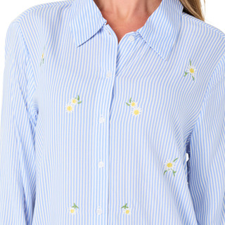 Thumbnail 3: Hester & Orchard Women's Long Sleeve Striped Embroidered Flower Top 