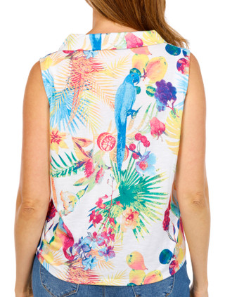 Thumbnail 2: Onque Women's Tropical Front Tie Tank Top 