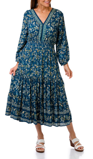 Thumbnail 1: Lola P Women's Long Sleeve Floral Midi Dress 