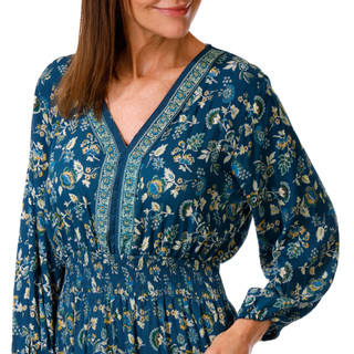 Thumbnail 3: Lola P Women's Long Sleeve Floral Midi Dress 