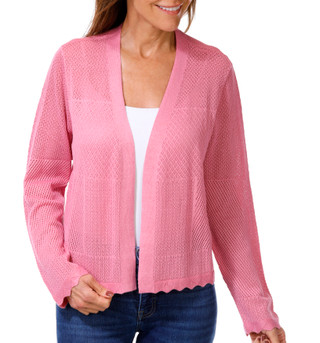 Thumbnail 1: Kathy Ireland Women's Long Sleeve Pointelle Shrug 