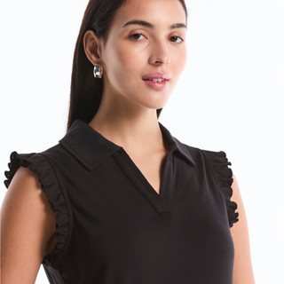 Thumbnail 4: Rafaella Womens Sleeveless Ruffle Polo Shirt 